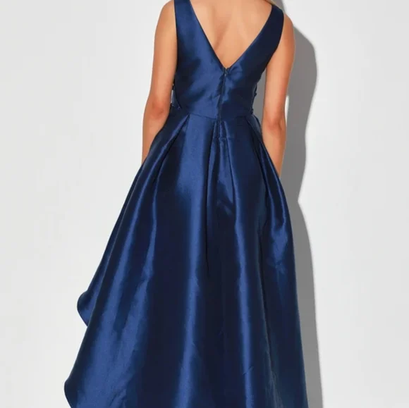 LuLus Navy Blue Beaded High-Low Maxi Dress NWT Size M